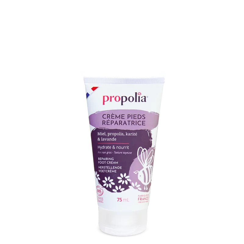 Crème pieds réparatrice certifiée Bio Miel, Propolis, Karité & Lavande