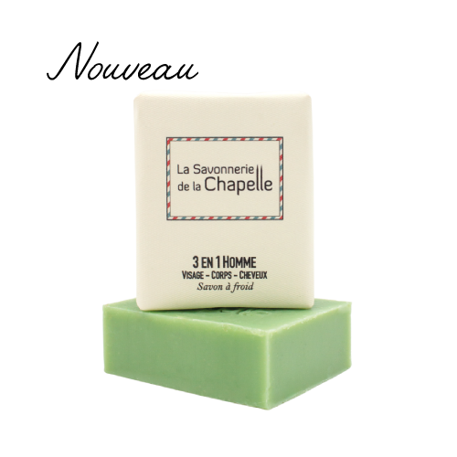 Savon homme 3 en 1 : visage corps et cheveux - 100g